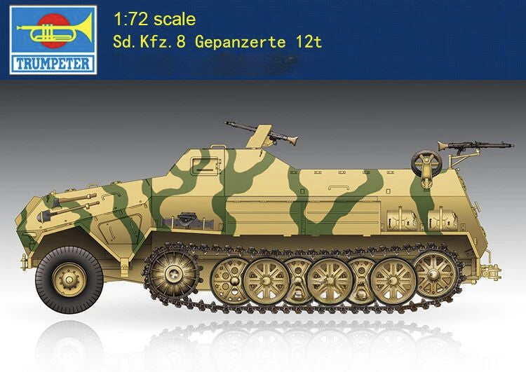 Trumpeter 07404 1/72 Sd.Kfz.8 Gepanzerte 12t Plastic Assemble Model Kit — scale model kit