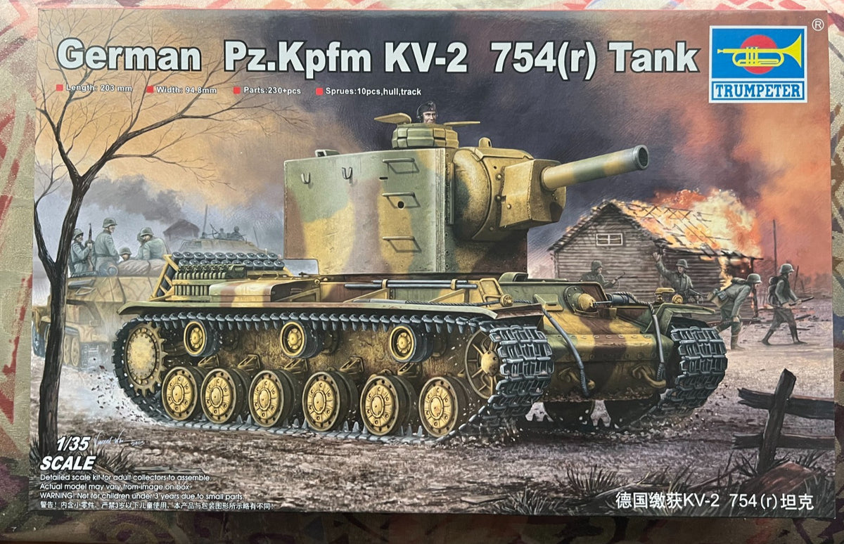 Trumpeter 00367 1/35 German Pz.Kpfm KV-2 754(r) Tank Plastic Model Kit ...