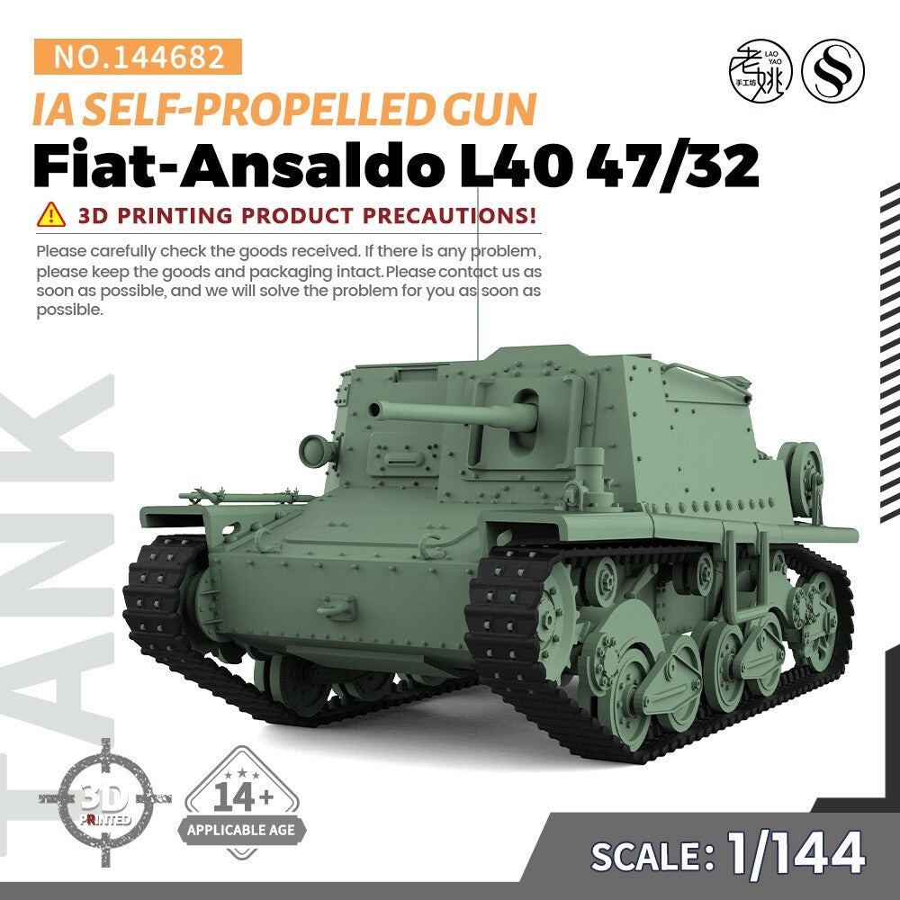SSMODEL SS144682 1/144 Military Kit IA Fiat-Ansaldo L40 47/32 Self-Propelled Gun
