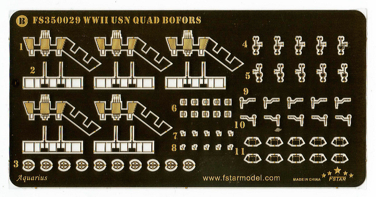 FIVE STAR FS350029 1/350 WWII USN Quad Bofors AA Gun 3D Print Brass Pe