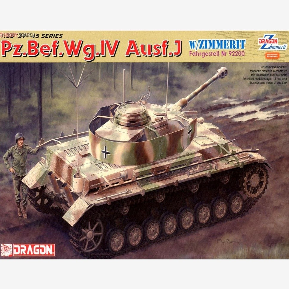 DRAGON MODELS 6823 1/35 PZ.BEF.WG. IV AUSF.J TANK W/ZIMMERIT Plastic model kit