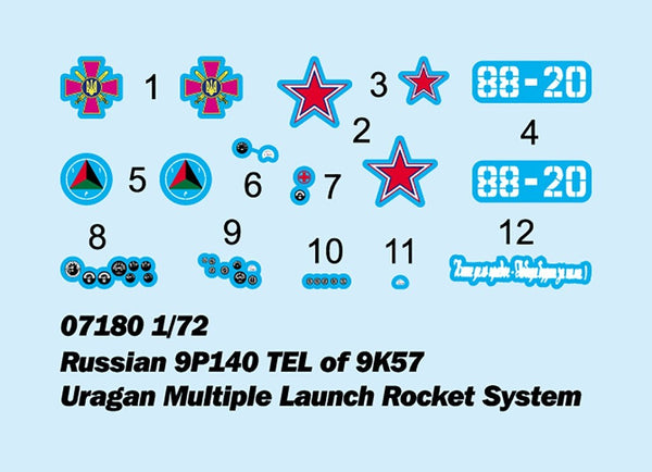 Trumpeter 07180 1/72 Russian 9P140 TEL of 9K57 Uragan Multiple Launch Rocket