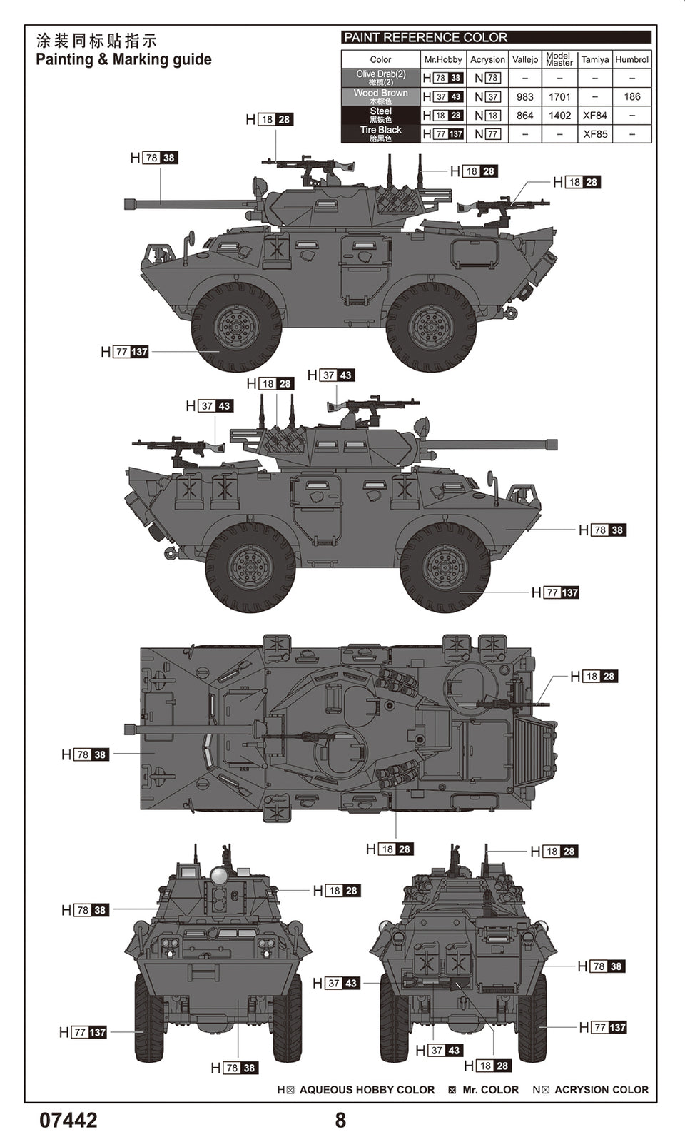 Trumpeter 07442 1/72 US. LAV-150 APC 90mm Mecar Gun Model Kit — detail view 4