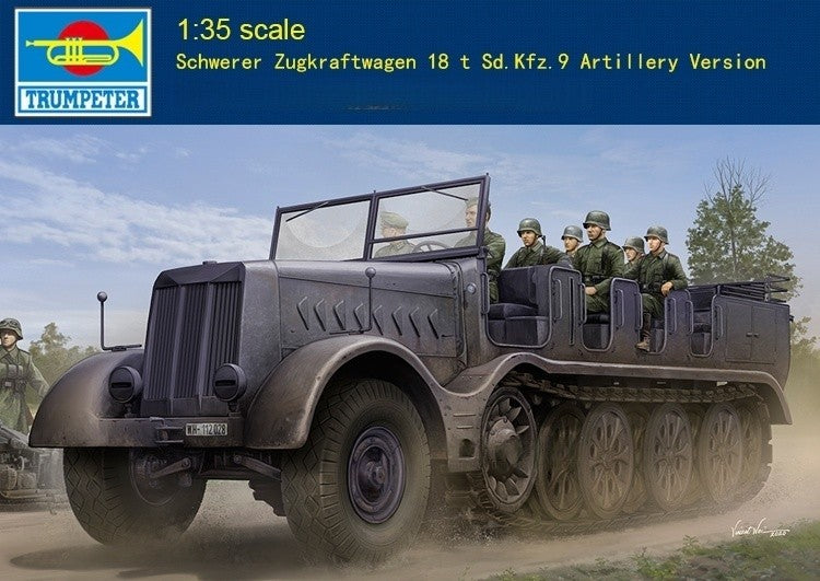 Trumpeter 09575 1:35 Schwerer Zugkraftwagen 18 t Sd.Kfz.9 Artillery Version Kit — scale model kit