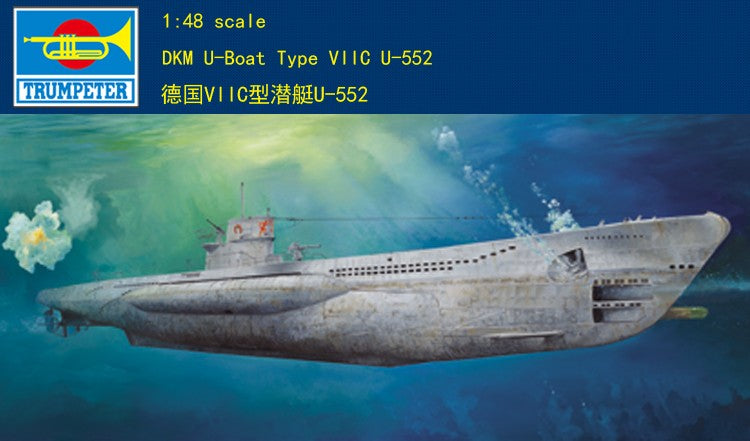 Trumpeter 06801 1/48 German Navy DKM U-Boat Type VIIC U-552 model kit — scale model kit