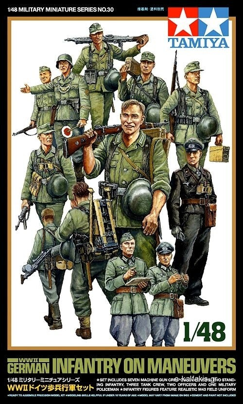 Tamiya 32530 1/48 Scale Model Figure Kit WWII German Infantry on Maneuvers — scale model kit
