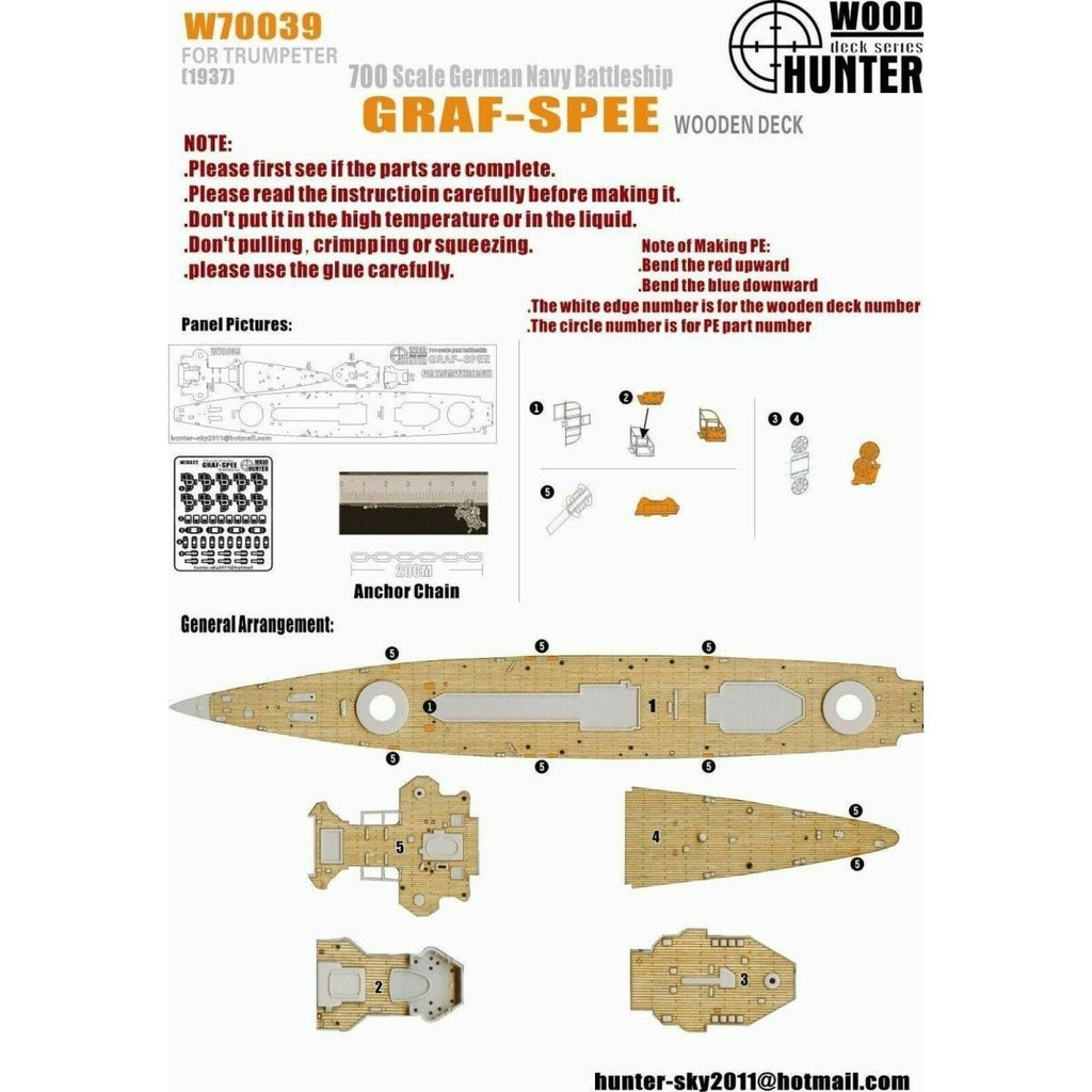 W70039 1/700 Wood Deck German GRAF-SPEE FOR Trumpeter 05773