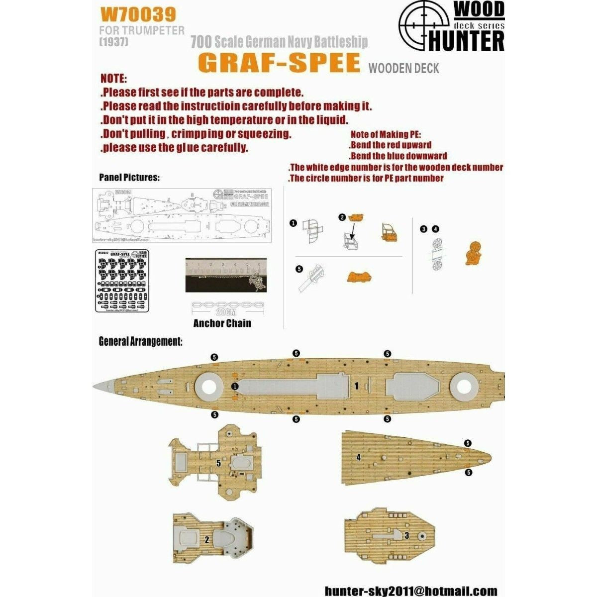 W70039 1/700 Wood Deck German GRAF-SPEE FOR Trumpeter 05773 — detail view 4