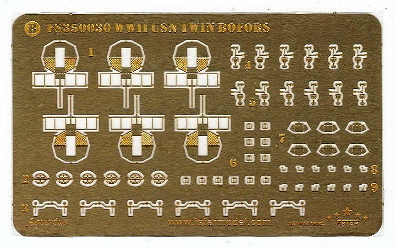FIVE STAR FS350030 1/350 WWII USN Twin Bofors AA Gun 3D Print Brass Pe