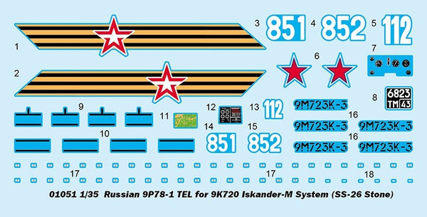 Trumpeter 1/35 01051 Russian 9P78-1 TEL for 9K720 Iskander-M System SS-26 Stone