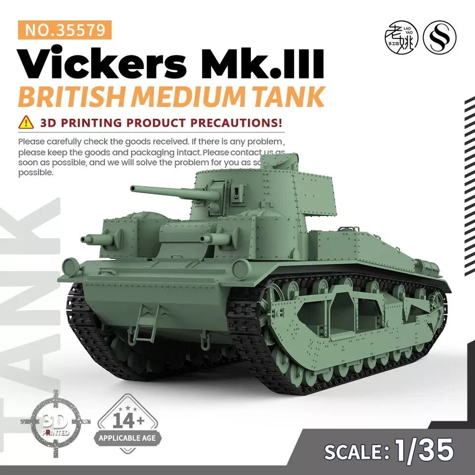SSMODEL MRY-SFW SS35579 V1.9 1/35 Military Model Kit British Vickers Mk.III Medium Tank — scale model kit