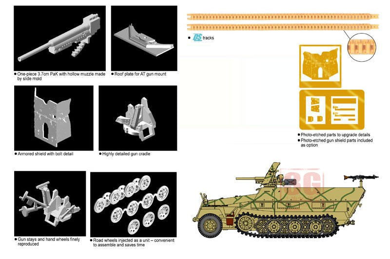 Dragon 7280 1/72 Sd.Kfz.251/10 Ausf.D w/3.7cm Pak Plastic model kit