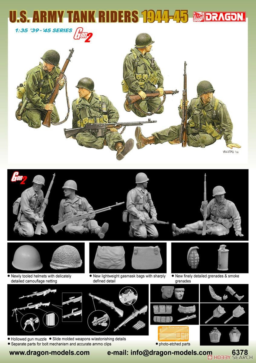 Dragon 6378 1/35 U.S. Army Tank Riders 1944-45 (Set of 4) Model Kit
