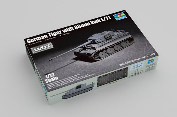 Trumpeter 07164 1/72 German Tiger with 88mm kwk L/71 Tank Plastic Assembly Model