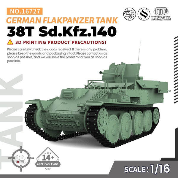 SSMODEL SS16727 1/16 Military Model Kit German 38T Sd.Kfz.140 Flakpanzer Tank