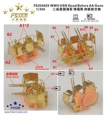 FIVE STAR FS350029 1/350 WWII USN Quad Bofors AA Gun 3D Print Brass Pe