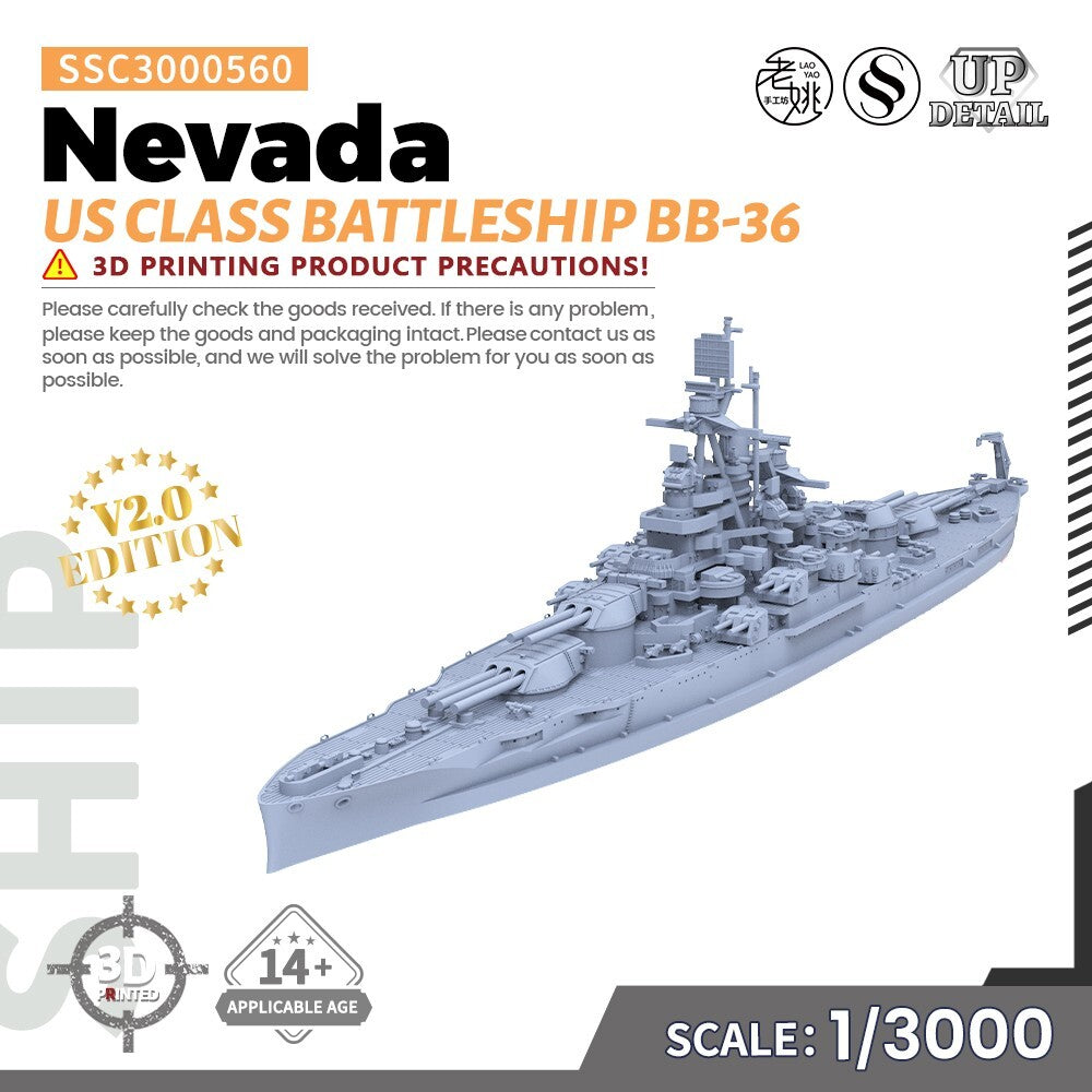 SSMODEL SSC3000560 1/3000 Military Model Kit US Nevada Class Battleship BB-36
