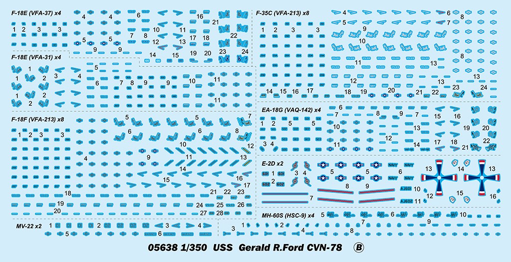 Trumpeter 05638 USS GERALD R.FORD CVN-78 1:350 Model Kit — detail view 4