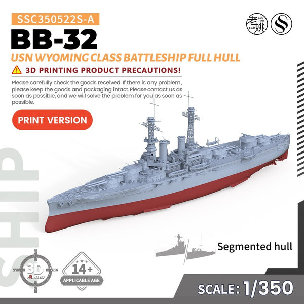 SSMODEL 1/350 US Navy Wyoming Class Battleship BB-32 Full Hull