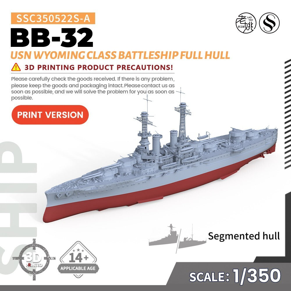 SSMODEL 1/350 US Navy Wyoming Class Battleship BB-32 Full Hull