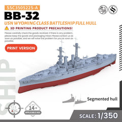 SSMODEL 1/350 US Navy Wyoming Class Battleship BB-32 Full Hull