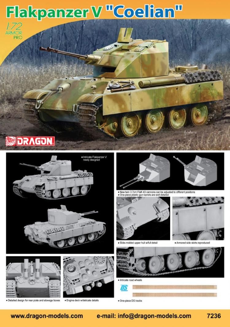Dragon 7236 1/72 scale Flakpanzer V "Coelian" Plastic model kit