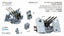 Rainbow 1/350 IJN Type96 25mm Triple AA Guns & w/Side Armor Shield 3D Print Set