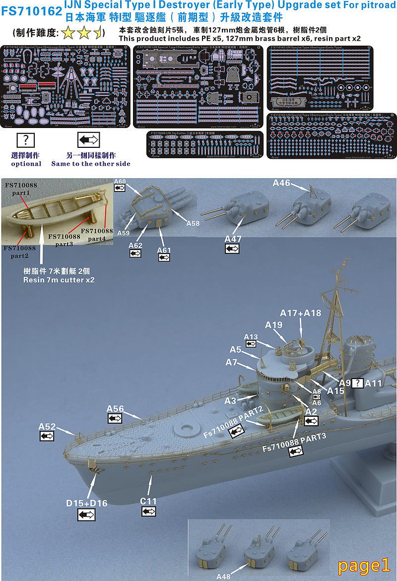 Fivestar PE 1/700 IJN Special Type I Destroyer (Early type) for Pitroad FS710162 — detail view 2