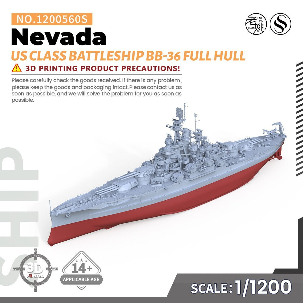 SSMODEL SSC1250560S 1/1250 Model Kit US Nevada Class Battleship BB-36 FULL HULL