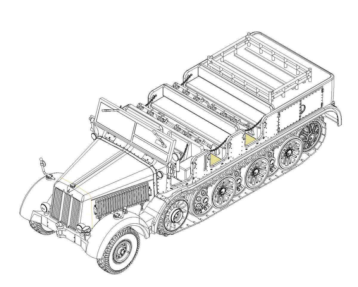 Trumpeter 07403 1/72 Scale Sd.Kfz.8 Schwerer Zugkraftwagen 12t Model Kit — detail view 3