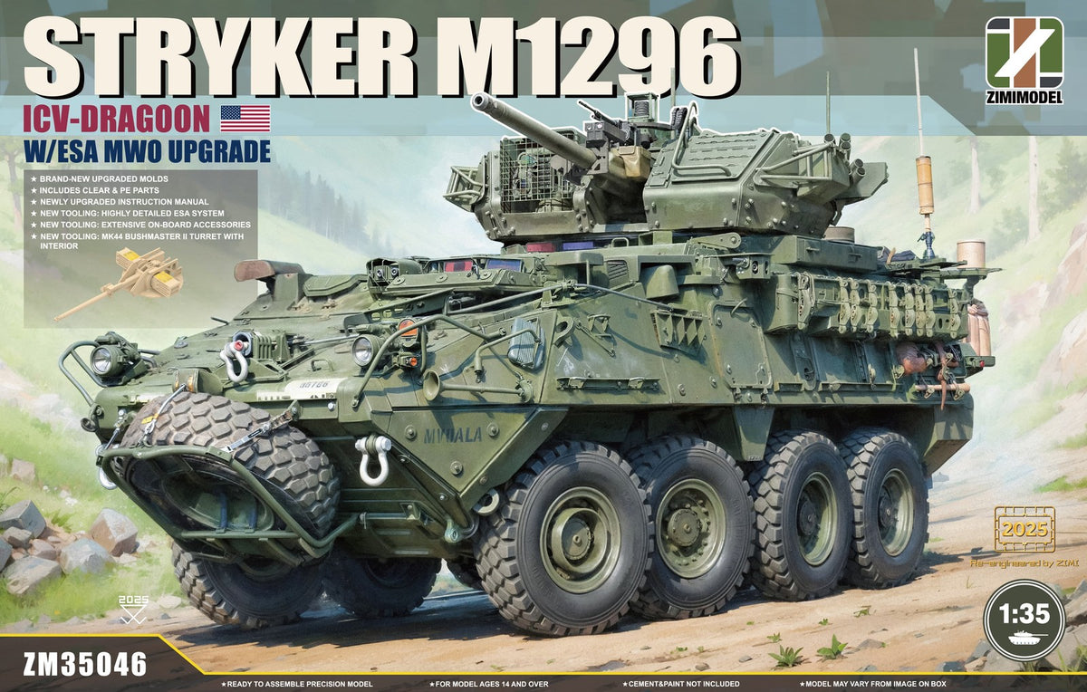 Zimi Model ZM35046 1/35 M1296 Stryker ICV-Dragoon w/ESA MWO Upgrade Model Kit — scale model kit