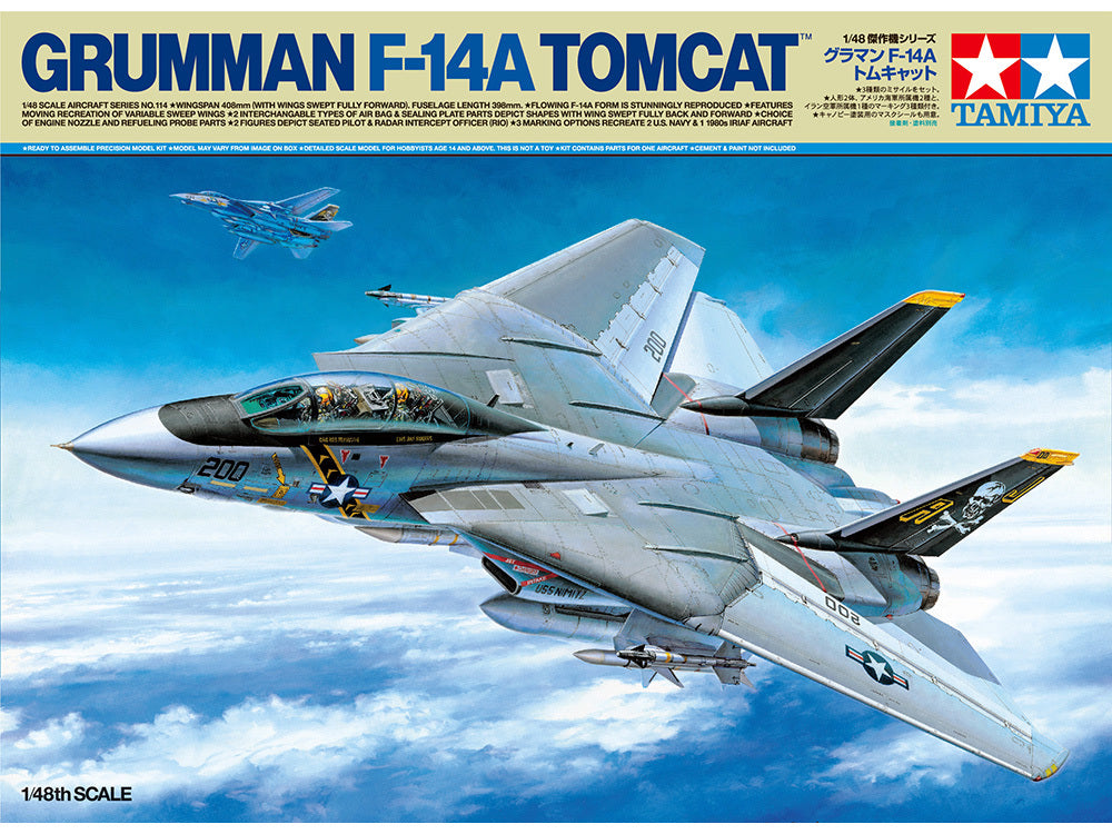 Tamiya 61114 1/48 Scale Model Aircraft Kit U.S Navy Grumman F-14A Tomcat Fighter — scale model kit