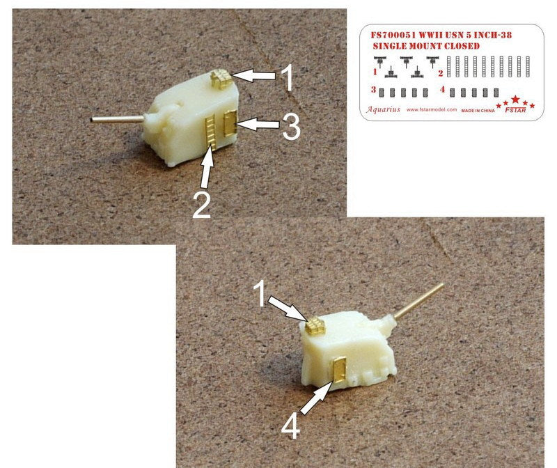 Fivestar PE 1/700 WWII USN 5inch/38 Single Mount Turrets Closed(5 sets ...