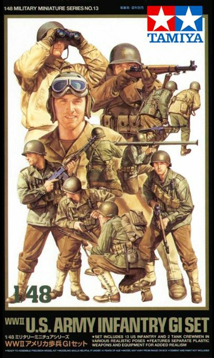 Tamiya 32513 1/48 Scale Model Kit WWII US Army Infantry GI Figure Set