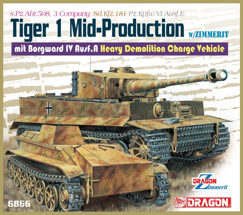 DRAGON 6866 1/35 Tiger I Mid-Production & Borgward IV Ausf.A Plastic model kit