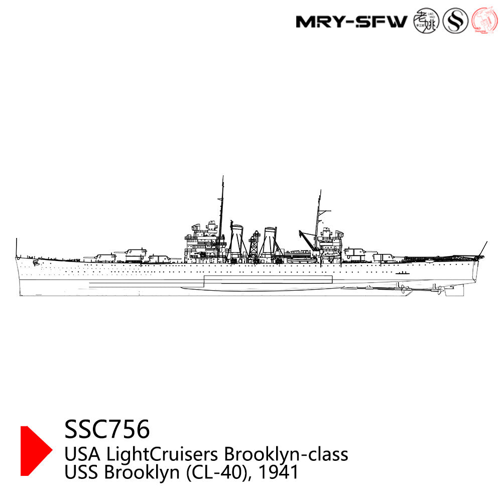 SSMODEL 1/700 USA Light Cruisers Brooklyn USS Brooklyn CL-40 1941 Waterline
