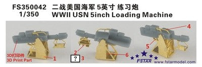 Five star 1/350 FS350042 WWII USN 5inch Loading Machine (4 set) 3D Print