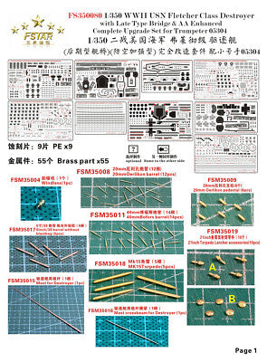 Fivestar 1/350 Fletcher Class Destroyer Greyhound(Late Type&AA Enhanced)FS350080 — detail view 3