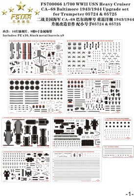 Five Star 1/700 700066 USN Heavy Cruiser CA-68 Baltimore for Trumpeter — detail view 2
