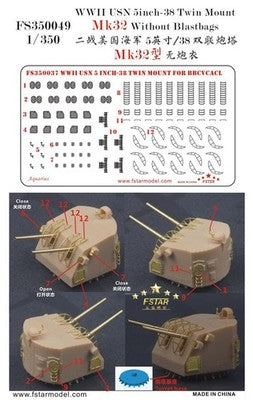Five star FS350049 1/350 WWII USN 5inch/38 Twin mount Mk32 without blastbags