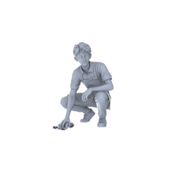 Detail view of Yao's Studio LYTR196  Unpainted Miniature 4-Piece Set - Vendor & Clerk Scene Models for Detailed Diorama Building Miniatures Diorama Resin Figures Model