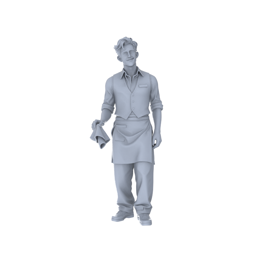 Detail view of Yao's Studio LYTR197  Unpainted Miniature 6-Piece Set - Service Personnel Figures to Build Immersive Street Scenes Miniatures Diorama Resin Figures Model