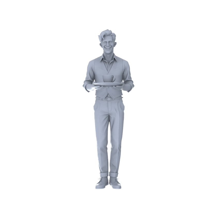 Detail view of Yao's Studio LYTR197  Unpainted Miniature 6-Piece Set - Service Personnel Figures to Build Immersive Street Scenes Miniatures Diorama Resin Figures Model