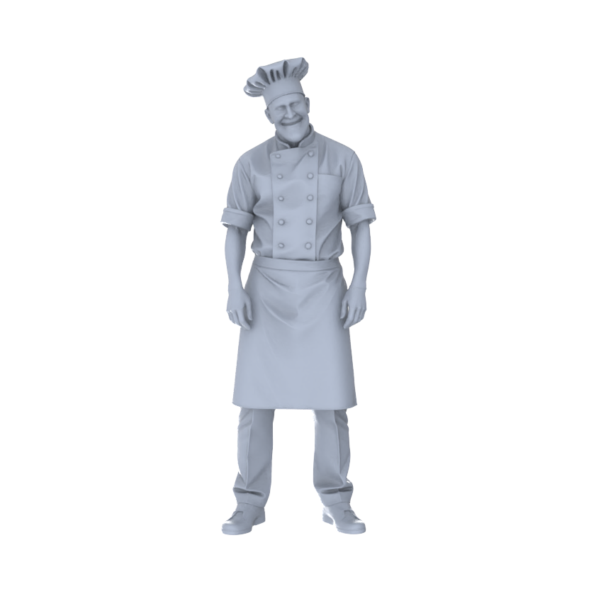 Detail view of Yao's Studio LYTR198  Unpainted Miniature 4-Piece Set - Food Service Staff Models for Lifelike Diorama Projects Miniatures Diorama Resin Figures Model