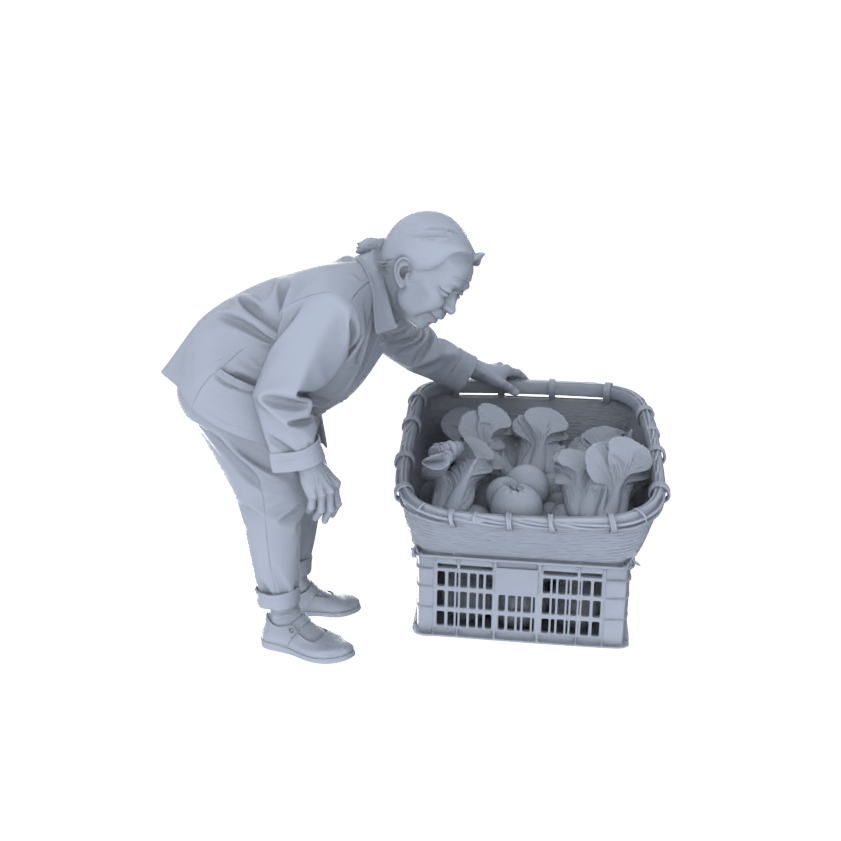 Detail view of Yao's Studio LYTR184 Marketplace Elderly Figures Resin Miniature Model 3-Figure Set, Unpainted Street Life Figures, DIY Painting Scene Decoration Miniatures Diorama Resin Figures Model