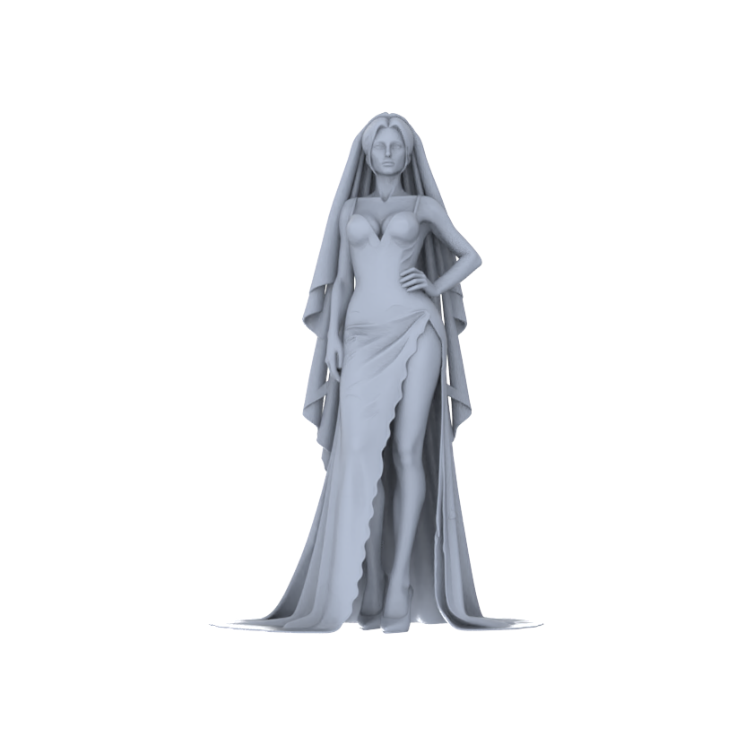 Detail view of Yao's Studio LYTR186  Wedding Gown Women Resin Miniature Model 6-Figure Set, Unpainted Bridal & Banquet Figures, DIY Painting Scene Decoration Miniatures Diorama Resin Figures Model