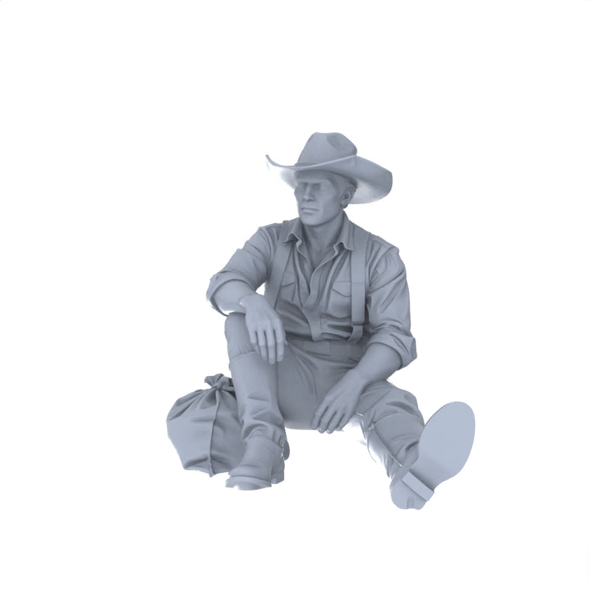 Detail view of MRY-SFW LYGR127 Western Cowboy Casual Pose Game Theme Wargame Resin White Model Wargame Miniature Soldier Scene Character Hand Painted Hand Paint Model