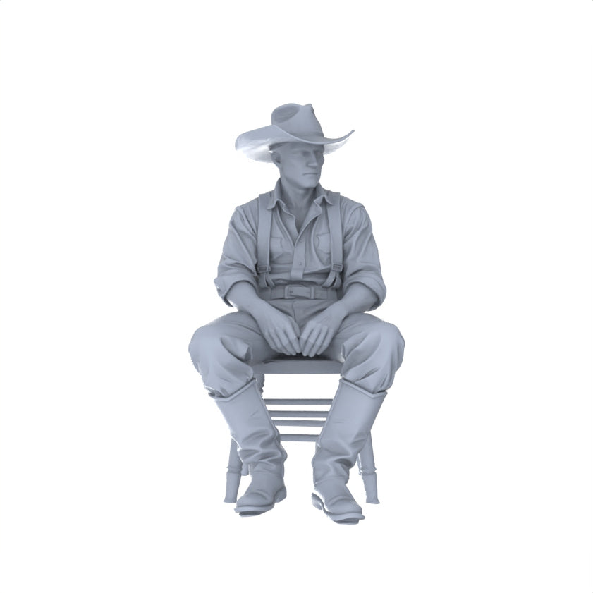 Detail view of MRY-SFW LYGR127 Western Cowboy Casual Pose Game Theme Wargame Resin White Model Wargame Miniature Soldier Scene Character Hand Painted Hand Paint Model
