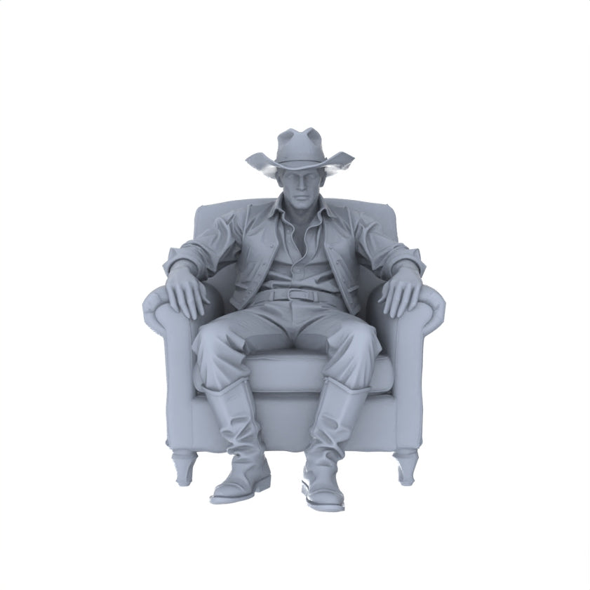 Detail view of MRY-SFW LYGR128 Western Cowboy Casual Pose2 Game Theme Wargame Resin White Model Wargame Miniature Soldier Scene Character Hand Painted Hand Paint Model