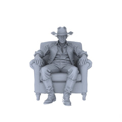 Detail view of MRY-SFW LYGR128 Western Cowboy Casual Pose2 Game Theme Wargame Resin White Model Wargame Miniature Soldier Scene Character Hand Painted Hand Paint Model